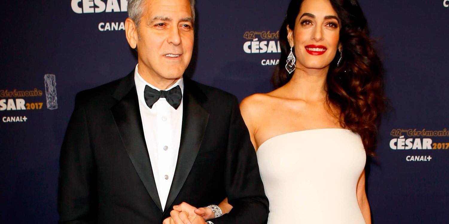 Skådespelaren George Clooney och hans fru människorättsadvokaten Amal Clooney. Arkivbild.