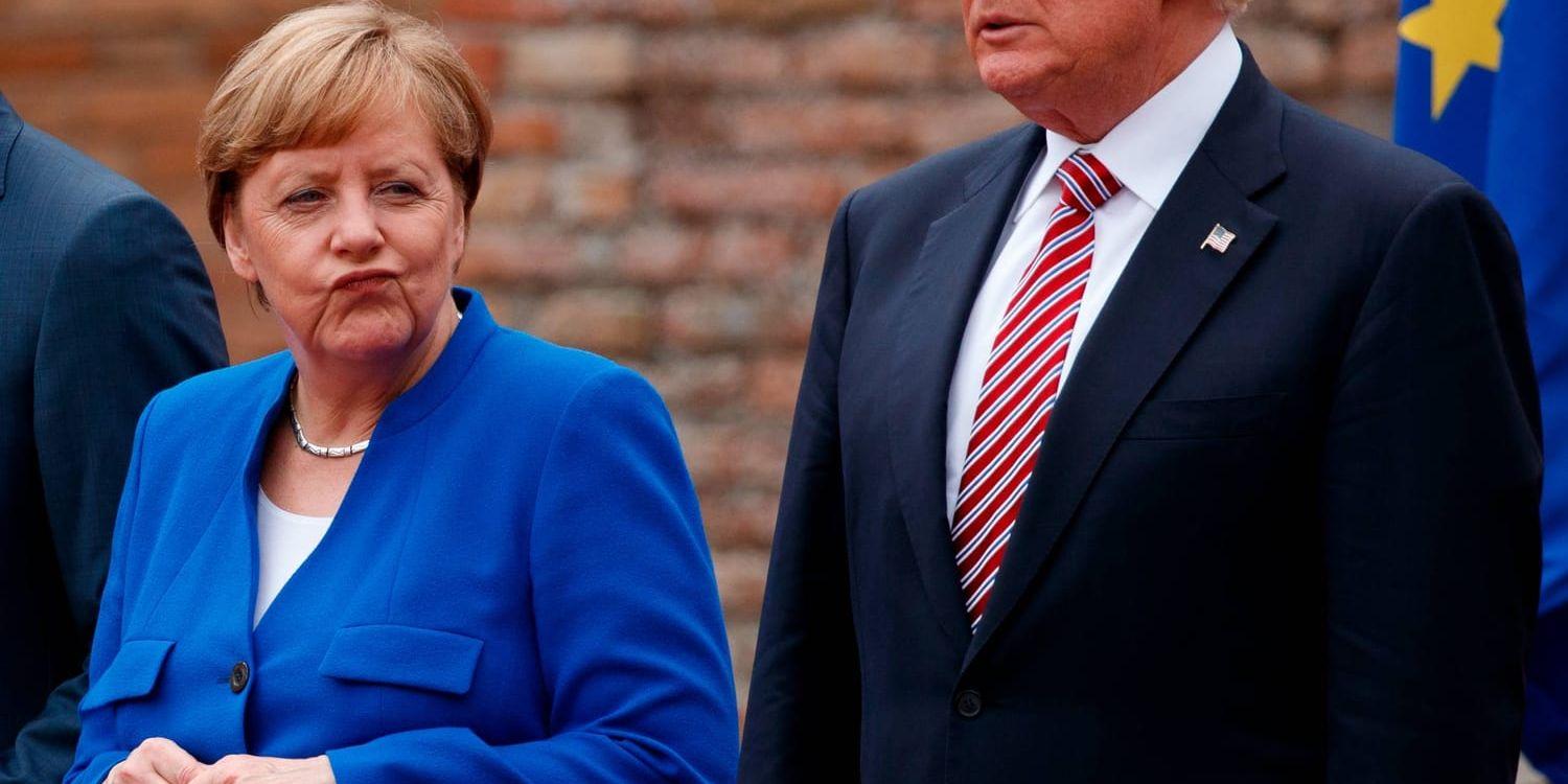 Angela Merkel och Donald Trump vid G7-mötet i italienska Taormina tidigare i år. Arkivbild.