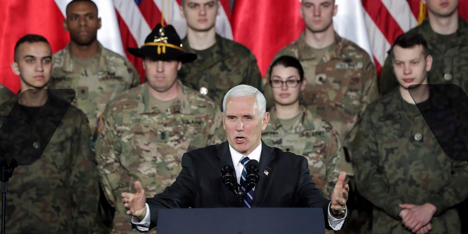 USA:s vicepresident Mike Pence är på plats i Polen för mötet om Mellanöstern.