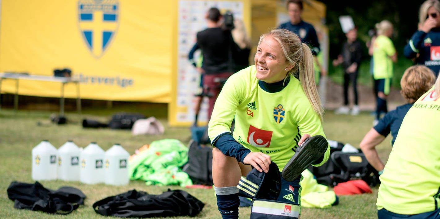 Får Mimmi Larsson, här under förra veckans EM-läger i Göteborg, sitt stora genombrott i EM? Flera allsvenska tränare tror det.
