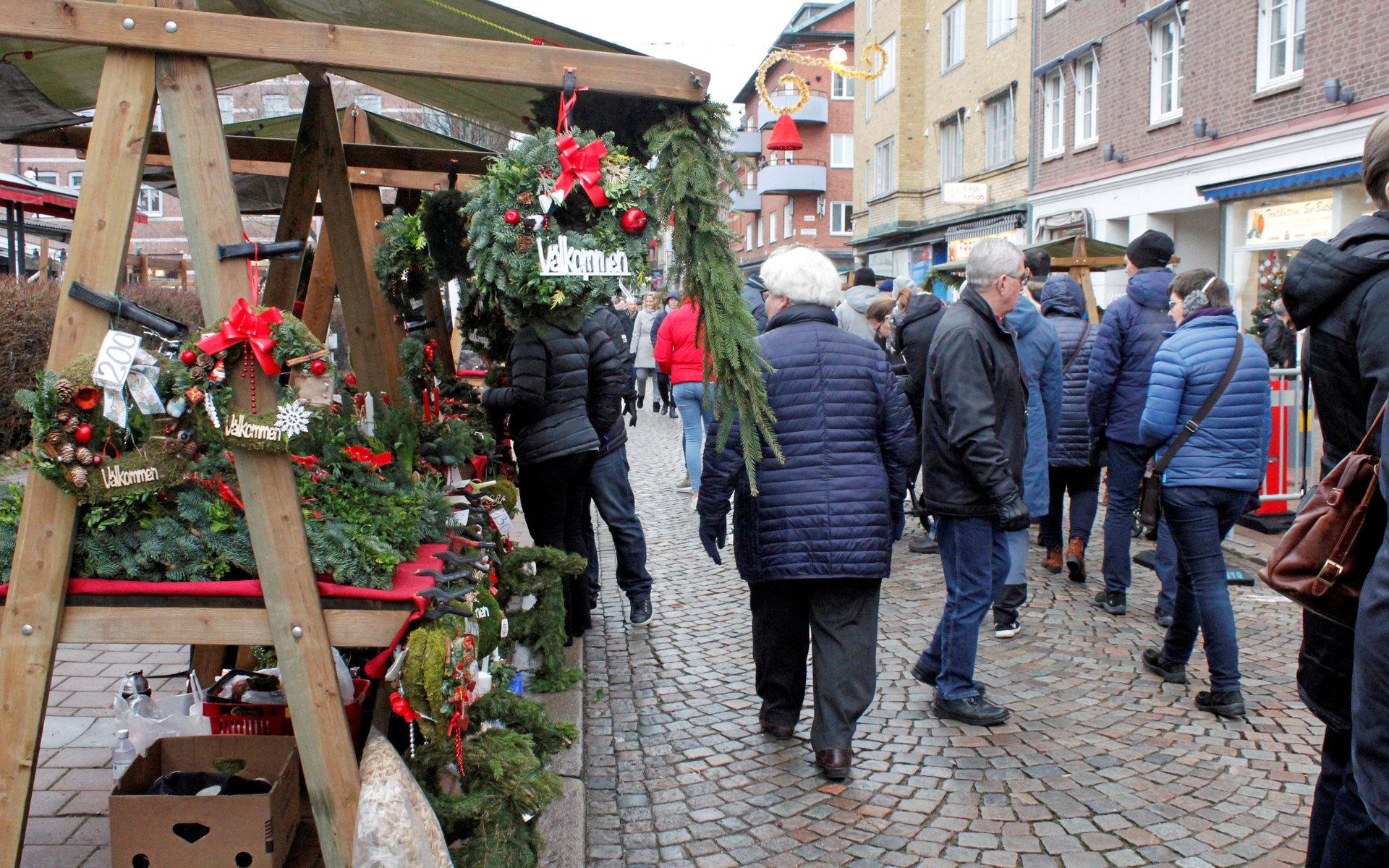 Julmarknad på Storgatan i Trollhättan 2018.