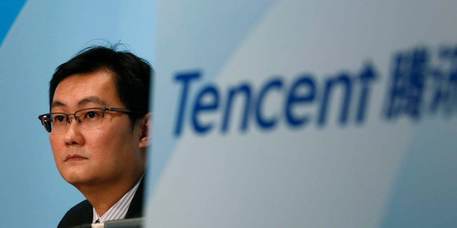 Tencent med ordförande Pony Ma Huateng redovisar ett oväntat svagt resultat. Arkivbild