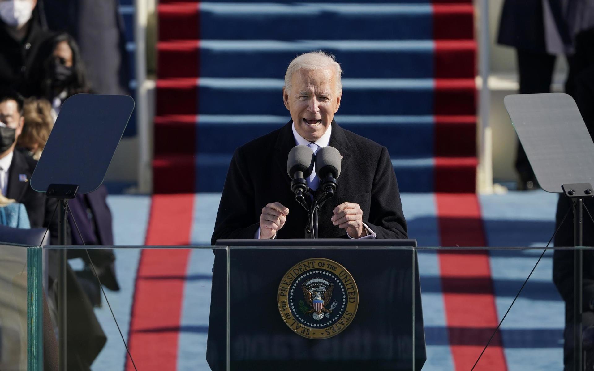 USA:s President Joe Biden håller sitt tal.
