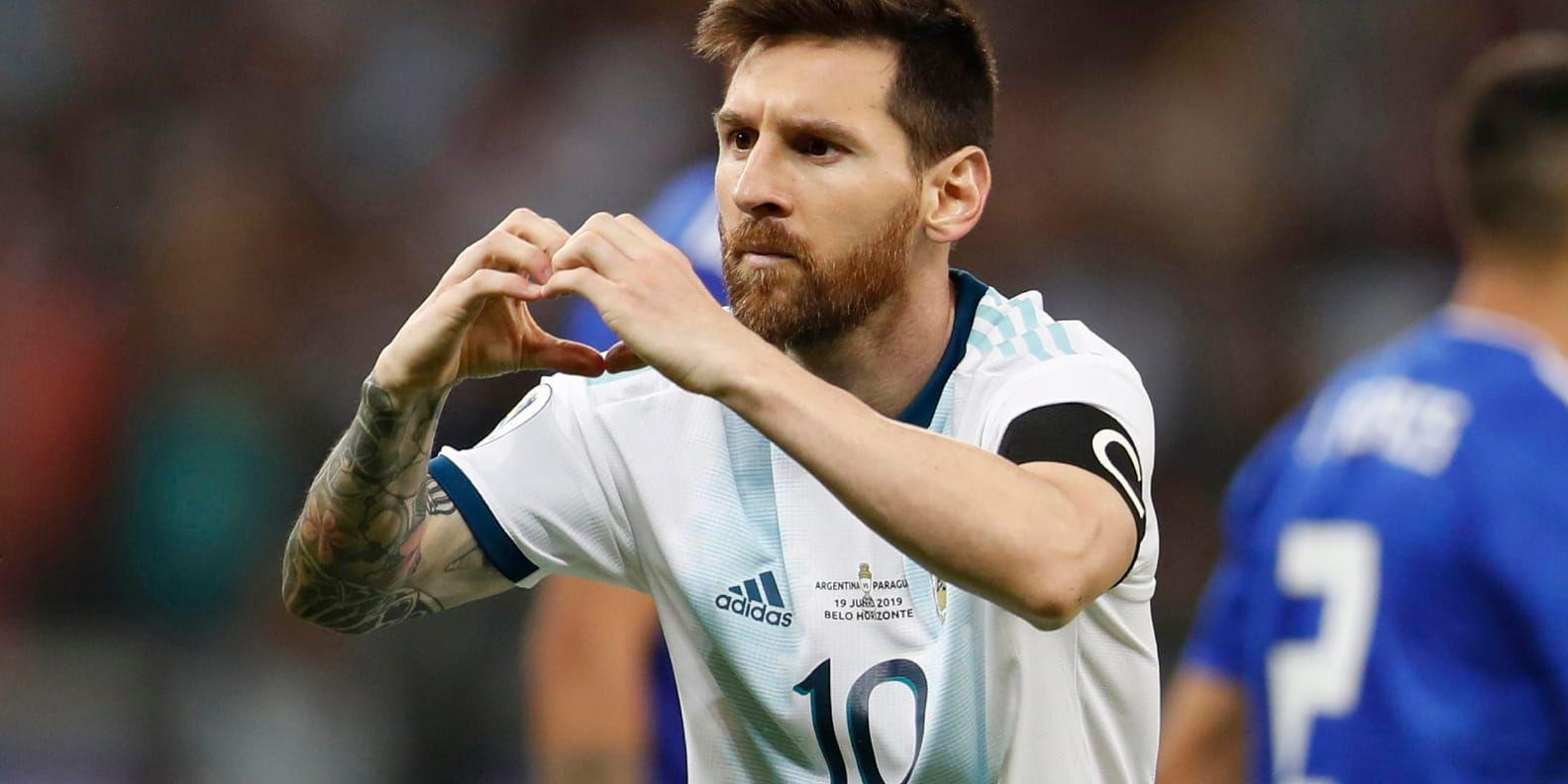 En lättad Lionel Messi efter straffmålet.
